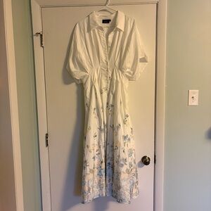 Vici Airy Blossom Floral Midi Shirt Dress